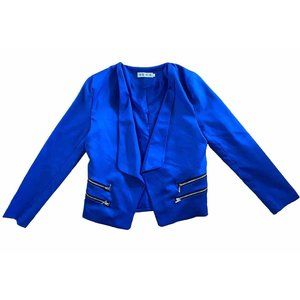Japanese Cropped Jacket Royal Blue Zipper Accent Y2K 90’s Medium Disco
